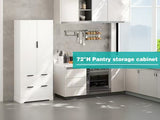 Farmhouse Pantry Storage with 2 Large Drawers, Tall Pantry Storage Cabinet with 8 Door Spice Rack, W2917P294993
