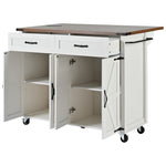 ZUN K&K 53.5''Farmhouse Kitchen Island with Power Outlet, Kitchen Storage Island with Drop Leaf, Spice N707P170348W