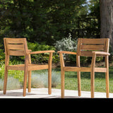 STAMFORD Dining Chairs Set of 2,Acacia Wood Patio Armchair,for Backyard, Poolside, Garden,Teak N762P251941A