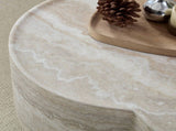 31.5" Clover Round Faux Marble Coffee Table No Assembly Required, Anti-Slip Raised Edge, Open W2664P462015