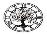 Black Tree of Life Decorative Wall Clock, 27 Non-Ticking Quartz Movement Easy to Read 86491355