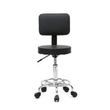 ZUN Round Shape Adjustable Salon Stool with Back Black 28184320