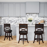 24" Counter Height X-Back Swivel Stool, Espresso Finish, Charcoal Fabric Seat B04660714