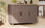 K&K 51.2"W Geometric Twill Stripe Textured Design Kitchen with Drop Leaf, Farmhouse Kitchen N707P221444Z