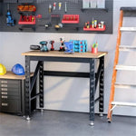 ZUN 45" Garage Work Bench with Adjustable Footpads and Wood Tabletop Tool Table 59240553