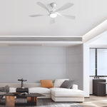 ZUN 52 Inch Modern Ceiling Fan With 5 ABS Blades Remote Control Reversible DC Motor White For Bedroom W934P187539