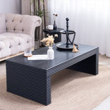 47.6" Modern Black Ribbed Coffee Table Rectangular Low Profile Center Table for Living Room W2729P309446