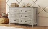 Retro Farmhouse Style Wooden Dresser with 6 Drawer, Storage Cabinet for Bedroom, Anitque Gray WF317946AAG