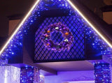 24in Pre-lit Halloween-Themed Christmas Wreath, Lighted Artificial Xmas Wreath with 50 Purple & 39456967