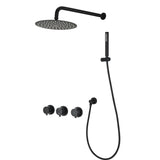 ZUN Contemporary matte black wall mounted bathroom shower set SHAE749MB