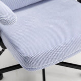 Chair with Wheels and Flip Arms-Comfy Fabric Cross Legged Office Chair with Thick Cushion&Wide Seat, 77632924