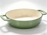 Cast iron 7.5QT cooking pot - Gradient green color - Includes two silicone gloves - Enamel pot 13858478