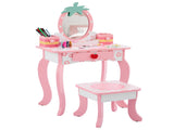 White MDF spray-painted 1-drawer 2-desktop storage box children's dressing table set with Apple 42044197