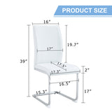 Luxury Simple Arch Chair - Set of 2 White PU Material High Resilience Dining Chair with Arched Metal W1151P154869