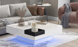 ZUN ON-TREND Modern Minimalist Design 31.5*31.5in Square Coffee Table with Detachable Tray and Plug-in WF298613AAK