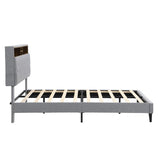 Queen-Size Upholstered Platform Bed Frame with a Modern Button-Tufted Linen Fabric Headboard,USB W311P285479