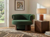 Modern 32'' Wide Curved Sculptural Swivel Barrel Chair,360&deg Swivel Base, Comfortable Fabric, 91451328