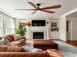 60" Vintage Mahogany Solid Wood Ceiling Fan with Light and Remote Control, Noiseless, Dimmable, W1367P447571
