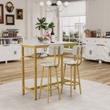 Dining Table Set with 2 Stools,3 Piece Counter Height for Kitchen, Living Room, Small Apartment W578P304320