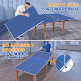 8ft Blue Mid-Size Ping Pong Conversion Top Foldable & Portable Table Tennis Table Top for Indoor W1408P262534