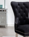 ZUN Montura Contemporary Tufted Velvet Chair with Nailhead Trim, Set of 2, Black T2574P164573