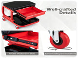 Rolling Garage Mechanic Stool with Magnetic Drawer & Segmented Tool Tray, 330 LBS Weight Capacity PU 51903820