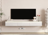 High-gloss suspended TV cabinet. Wall Mounted TV Shelf with Led Lights & Power Outlet,H Cabinet for W1321P351899