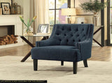 Modern Traditional Accent Chair Button Tufted BlueTextured Fabric Upholstery Solid Wood 1pc Living B011P182653