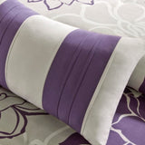 Printed Cotton Sateen Comforter Set Taupe Grey/Purple Cal King B03596884