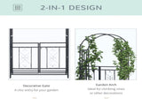 81" Grey Metal Garden Arbor with Double Doors & Locking Gate, Heart Motif Trellis for Wedding 61633141