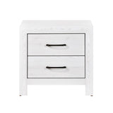 Modern White Finish 1pc Nightstand of 2x Drawers Black Hardware Wooden Bedroom Furniture B011P146407