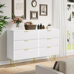 ZUN Modern white 6 Drawers for Bedroom,Big Size Wide Chest of Drawers with Gold Handles, Wood Double W1706P189831