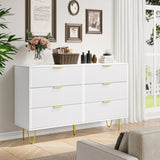 ZUN Modern white 6 Drawers for Bedroom,Big Size Wide Chest of Drawers with Gold Handles, Wood Double W1706P189831