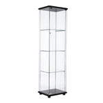 ZUN One Door Glass Cabinet Glass Display Cabinet with 4 Shelves, Black 25171666