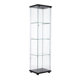 ZUN One Door Glass Cabinet Glass Display Cabinet with 4 Shelves, Black 25171666