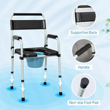 ZUN Black multi-functional portable toilet chair with adjustable height 48179906