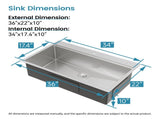 Stainless Steel Kitchen Sink, 36x22 Single Bowl, Overmount Handmade Sink in Brushed, with Cutting 11762883