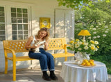 47in PVC Mesh Backrest Iron Bench Yellow 10995286