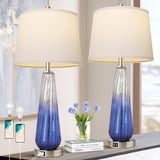 Table Lamps Set of 2 with Touch Control, 3-Way Dimmable Modern Glass Bedside Lamps with USB AC W3355P337837
