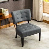 Blended Leather Tufted Accent Chair with Oversized Seating, Gray T2574P164247