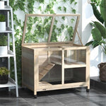 ZUN Pet cage /Wood Rabbit Hutch-Natural （Prohibited by WalMart） 19946198