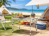 24x16in Folding Camping Table, Adjustable Height Portable Side Table with Mesh Layer & Carrying 95167126