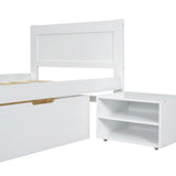 Twin Size Platform Bed With Drawer And Two Shelves, White N709P214182K