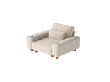 Beige Chenille Deep Seat Single Sofa Chair with Brushed Stainless Steel Cup Holder and Decorative 23792811