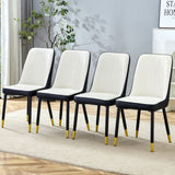 ZUN Modern Two-Tone PU Dining Chairs - White and spliced chairs With Gold Decorated Legs.White and W1151P217981