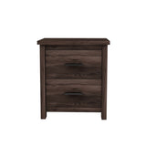 Vintage Two Drawer Nightstand, Simple and Generous Storage Space,Dark Walnut WF324088AAD
