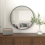 36 Inch Black Metal Framed Round Bathrrom Mirror for Wall. W2203P303274