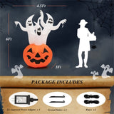 6ft Halloween Inflatable Ghost & Pumpkin Decoration - Colorful Rotating Flame Light, 190T Waterproof 31184295