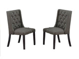 ZUN Modern Fabric / Polyfiber Ash Black Tufted Set of 2 Chairs Seat Chair Rubber wood MDF Kitchen B011P194025