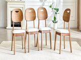 2 walnut colored solid wood dining chairs, white PU soft seat cushions, hollowed out backrests, and W1151P455539